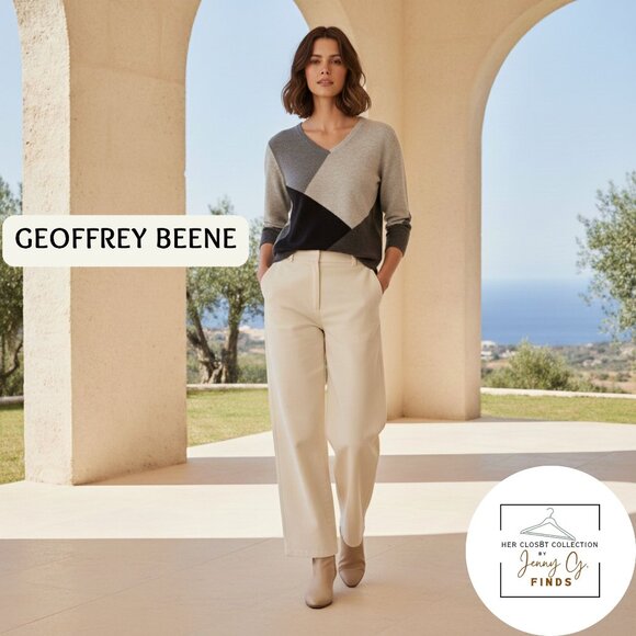 Geoffrey Beene Sweaters - Geoffrey Beene Sport Black Gray Colorblock V-Neck 100% Cotton Women’s Sweater S